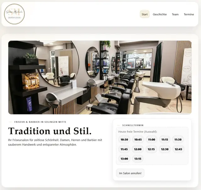 Screenshot der Startseite von salon-michele.de